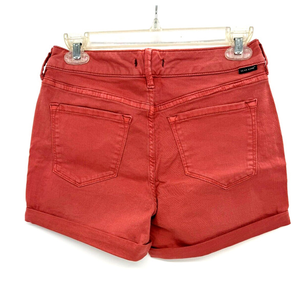 Dear John Womens Denim Mid Rise Boyfriend Shorts Roll Cuff Size 27 Red NWT - Picture 2 of 5